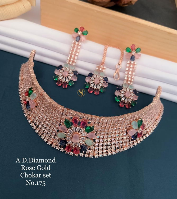 3 Designer AD Diamond Designer Chokar Set Wholesale Price In Surat
